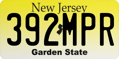 NJ license plate 392MPR