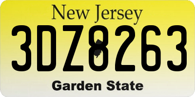 NJ license plate 3DZ8263