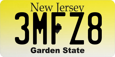 NJ license plate 3MFZ8