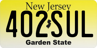 NJ license plate 402SUL