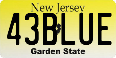 NJ license plate 43BLUE