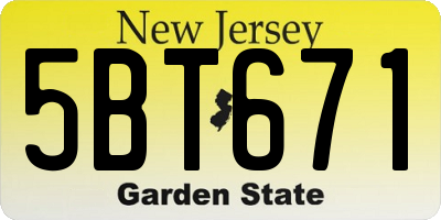 NJ license plate 5BT671