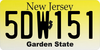 NJ license plate 5DW151