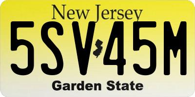 NJ license plate 5SV45M