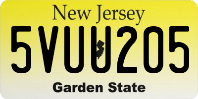 NJ license plate 5VUU205