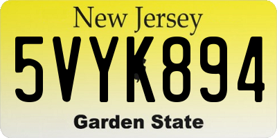 NJ license plate 5VYK894