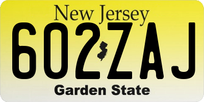 NJ license plate 602ZAJ