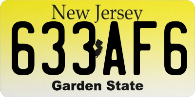 NJ license plate 633AF6