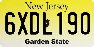 NJ license plate 6XDL190