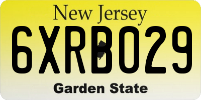 NJ license plate 6XRB029