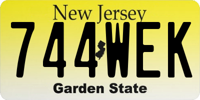 NJ license plate 744WEK