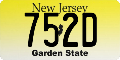 NJ license plate 752D