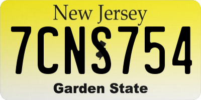 NJ license plate 7CNS754