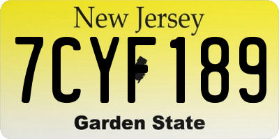 NJ license plate 7CYF189