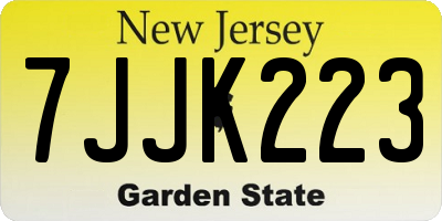 NJ license plate 7JJK223