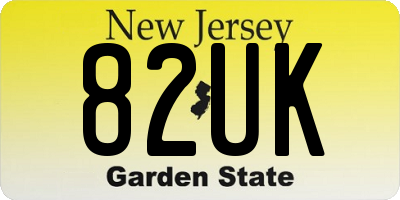 NJ license plate 82UK