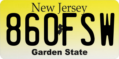 NJ license plate 860FSW