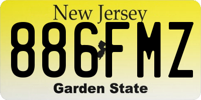 NJ license plate 886FMZ