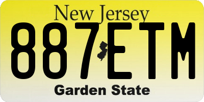 NJ license plate 887ETM