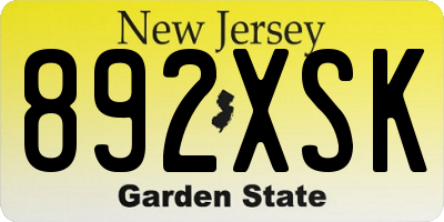 NJ license plate 892XSK