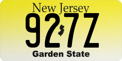 NJ license plate 927Z