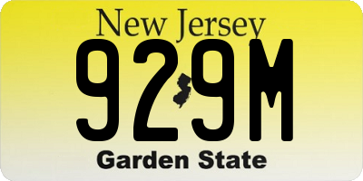 NJ license plate 929M