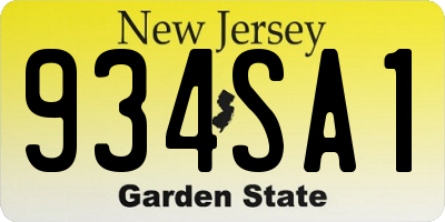 NJ license plate 934SA1