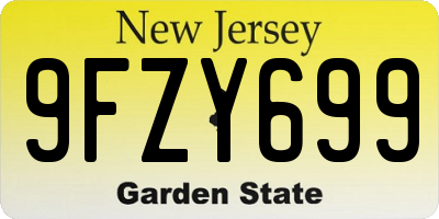 NJ license plate 9FZY699