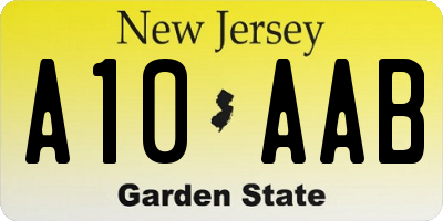 NJ license plate A10AAB