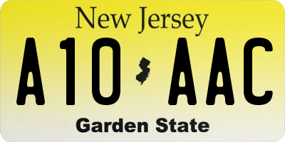 NJ license plate A10AAC