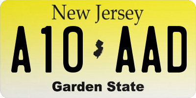 NJ license plate A10AAD