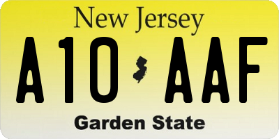 NJ license plate A10AAF