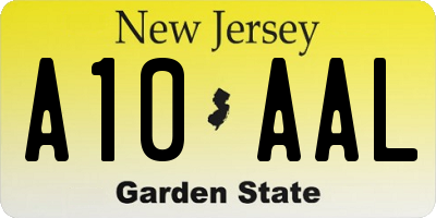 NJ license plate A10AAL