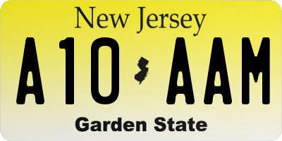 NJ license plate A10AAM