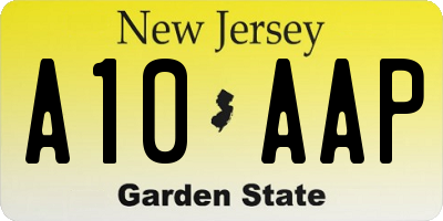 NJ license plate A10AAP