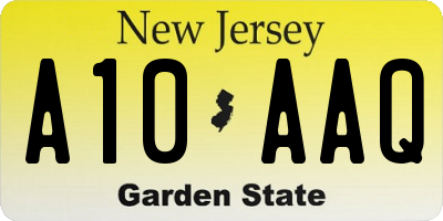 NJ license plate A10AAQ