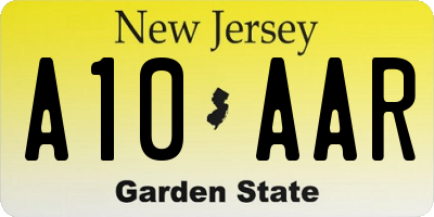 NJ license plate A10AAR