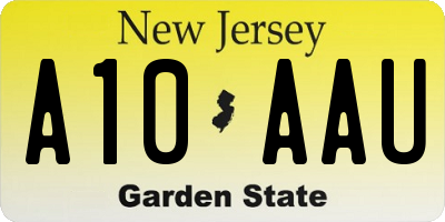 NJ license plate A10AAU