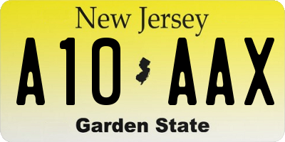 NJ license plate A10AAX