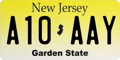 NJ license plate A10AAY