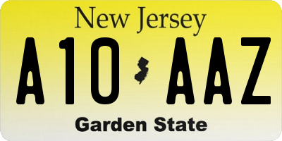 NJ license plate A10AAZ