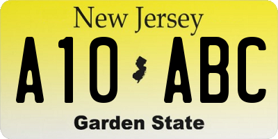 NJ license plate A10ABC