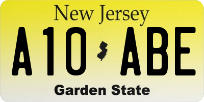 NJ license plate A10ABE