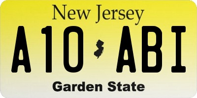 NJ license plate A10ABI