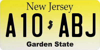 NJ license plate A10ABJ