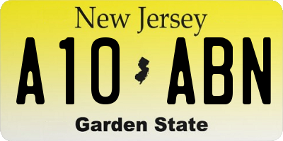 NJ license plate A10ABN