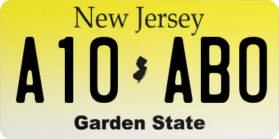 NJ license plate A10ABO