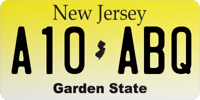 NJ license plate A10ABQ