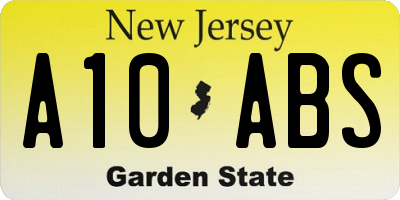 NJ license plate A10ABS