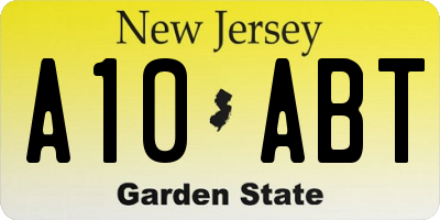 NJ license plate A10ABT